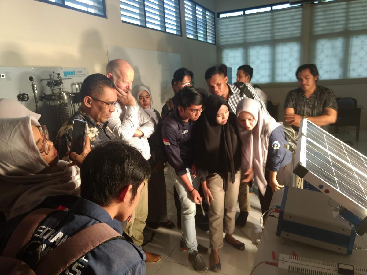 Introductory solar energy training for students at Ambon State Polytechnic.